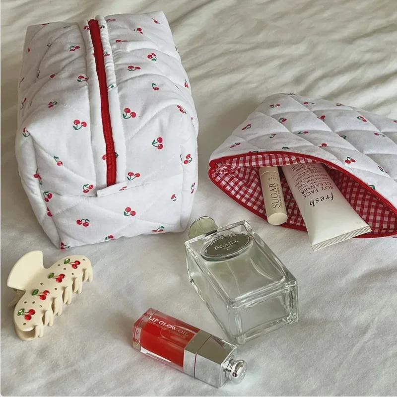 Дорожная косметичка с узором в виде японской вишни - Мягкая хлопковая косметичка для хранения