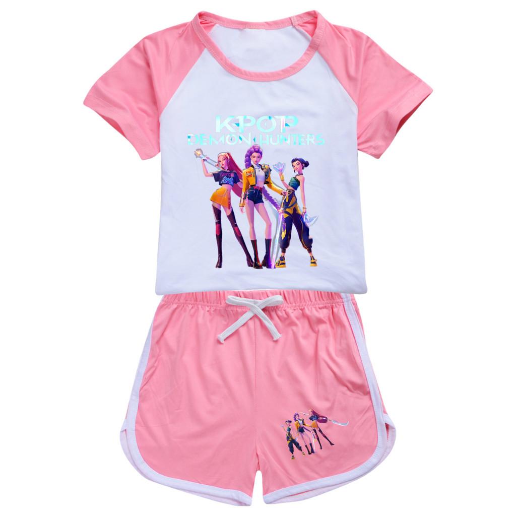 4993 Детский Девочки POP Rumi Zoey Mira Принт Футболка Шорты Спорт Спортивный Костюм Комплект Одежды