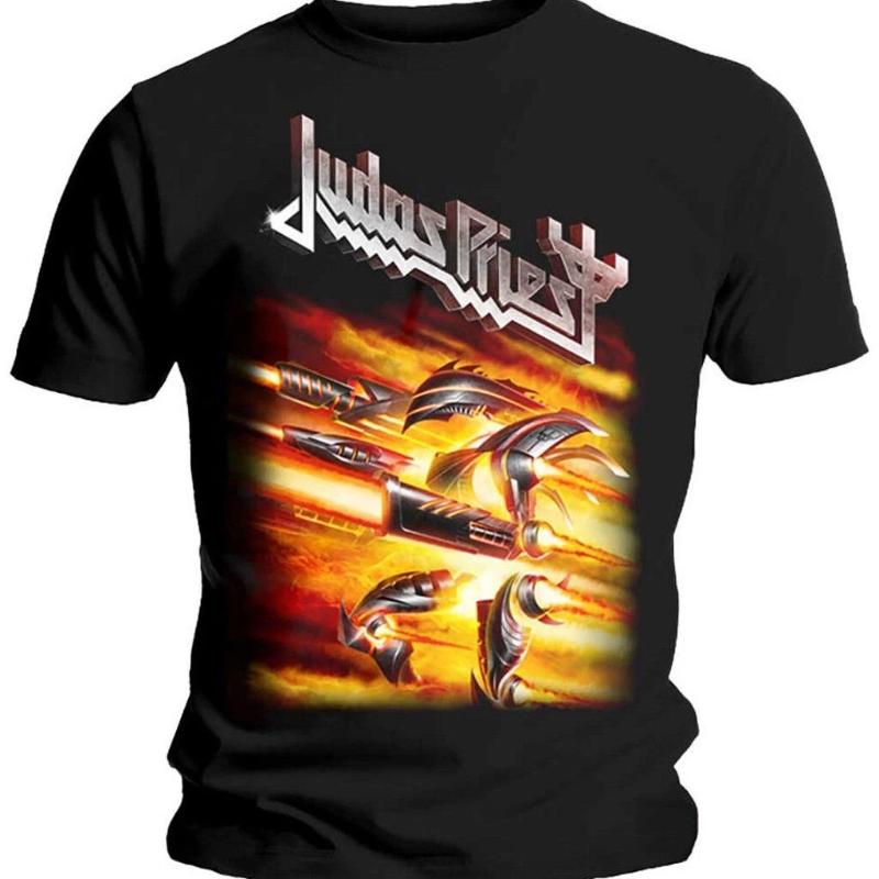 Американский Ретро Футболка Judas Priest Firepower Футболка Хэви-метал Летняя Новинка Ретро Мода Мужская и Женская Уличная Одежда