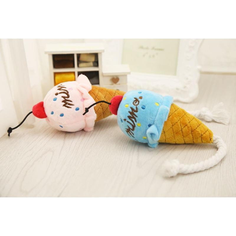 Two-color Ice Cream Cat Vocal Toy for Pet Dogs, Pink Pet Dog Toy Supplies, Cat Toys
