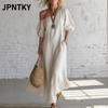 JPNTKY Модные летние весенние однотонные принтованные платья с коротким рукавом повседневные