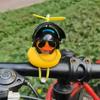 Cute Rubber Duck Bicycle Handlebar Bike Decoration with Propellers Glasses Gold Chain Black Yellow Bell Helmet with Strap2