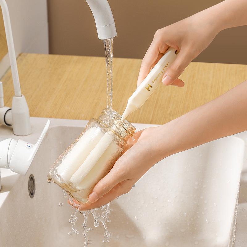 Губчатая щетка с длинной ручкой для мытья бутылок и стеклянной посуды