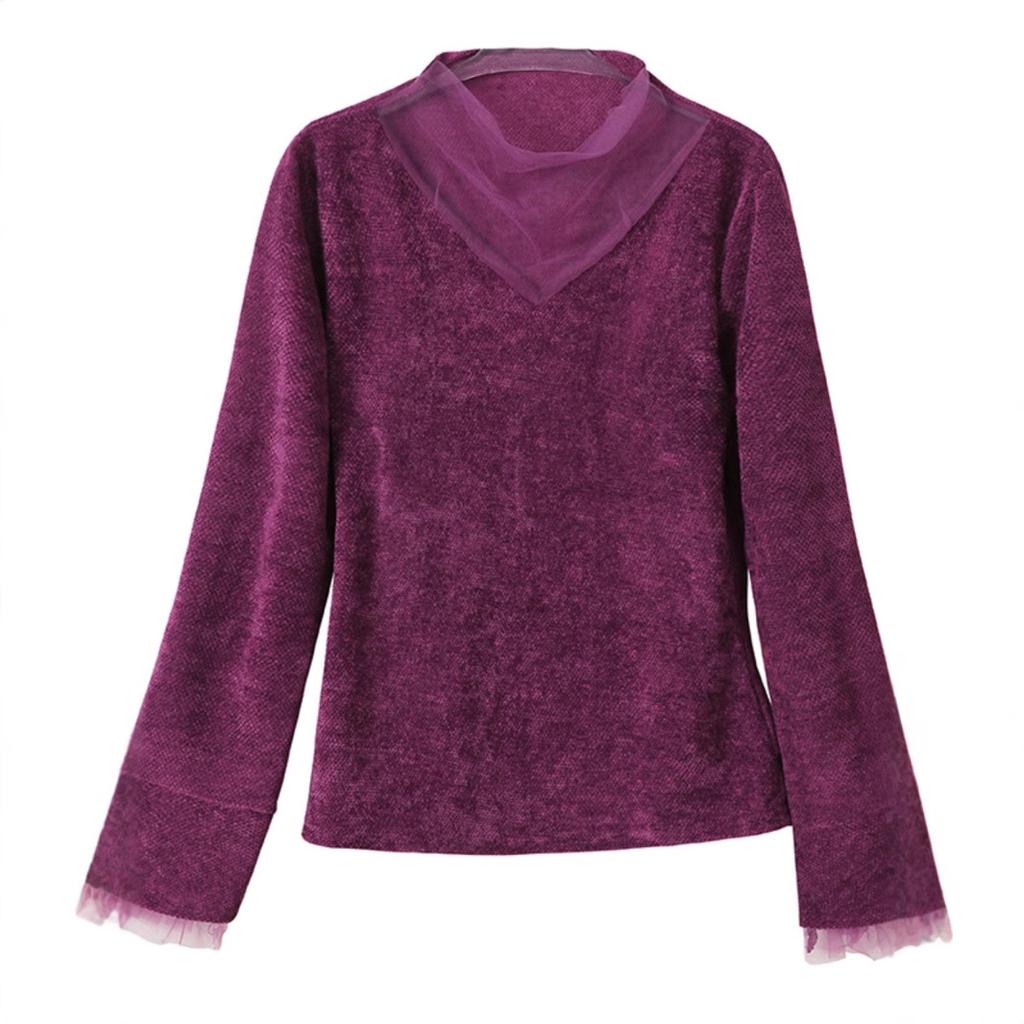 Winter New Splicing Long-sleeved T-shirt Women's Bottoming Shirt with Small Shirt Top