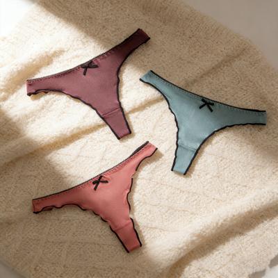 Женские стринги бесшовные с низкой посадкой хлопковое нижнее белье сексуальные трусики-бикини с оборкой дышащие женские трусы