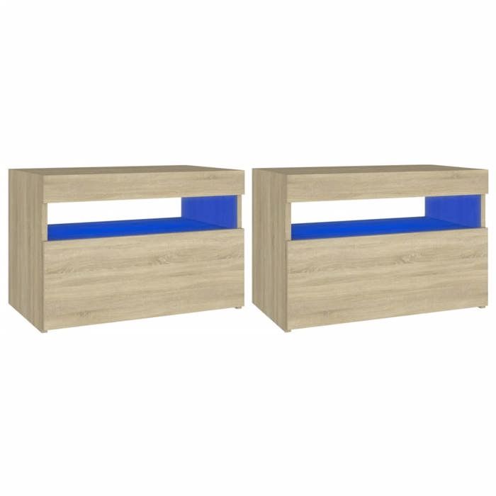 Maison Exclusive - Tables de chevet à LED 2 pcs Chêne sonoma 60x35x40 cm