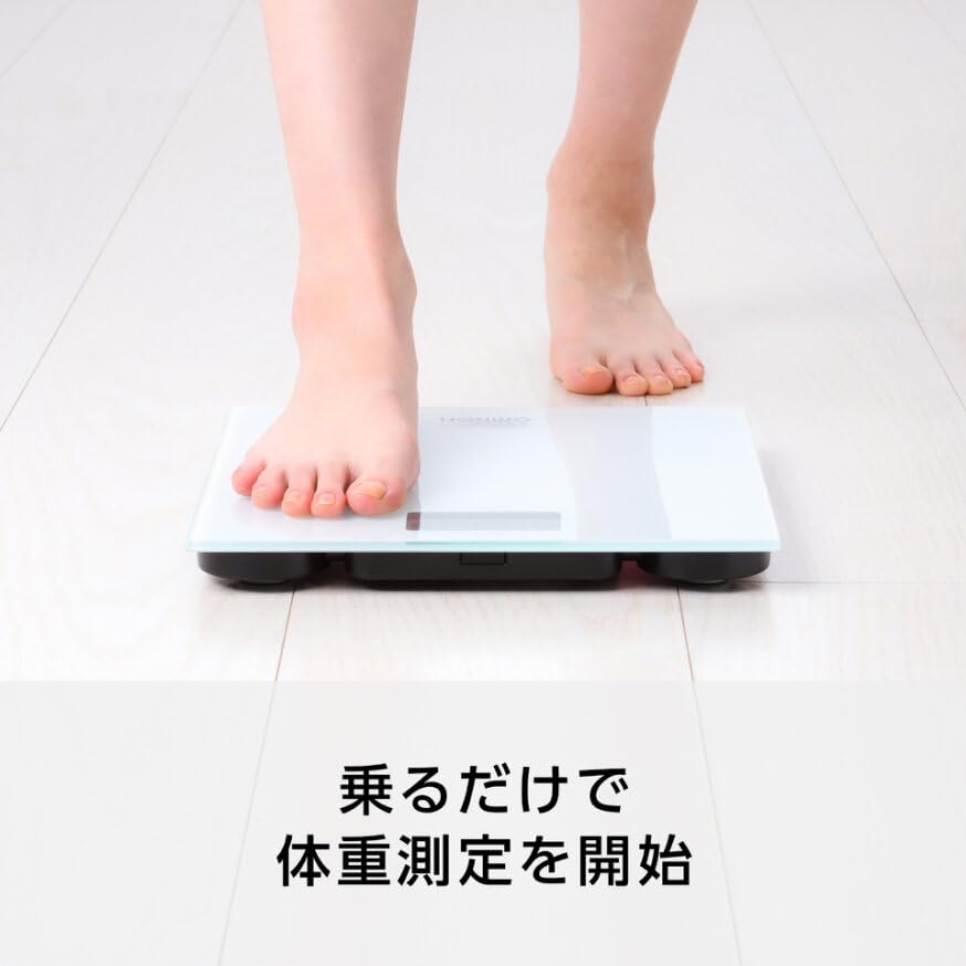 Omron Body Scale White HN-300T2-JTW Smartphone Link Data Automatic Transfer Recognition Starts Measuring Just Stepping On Simple Stylish Design