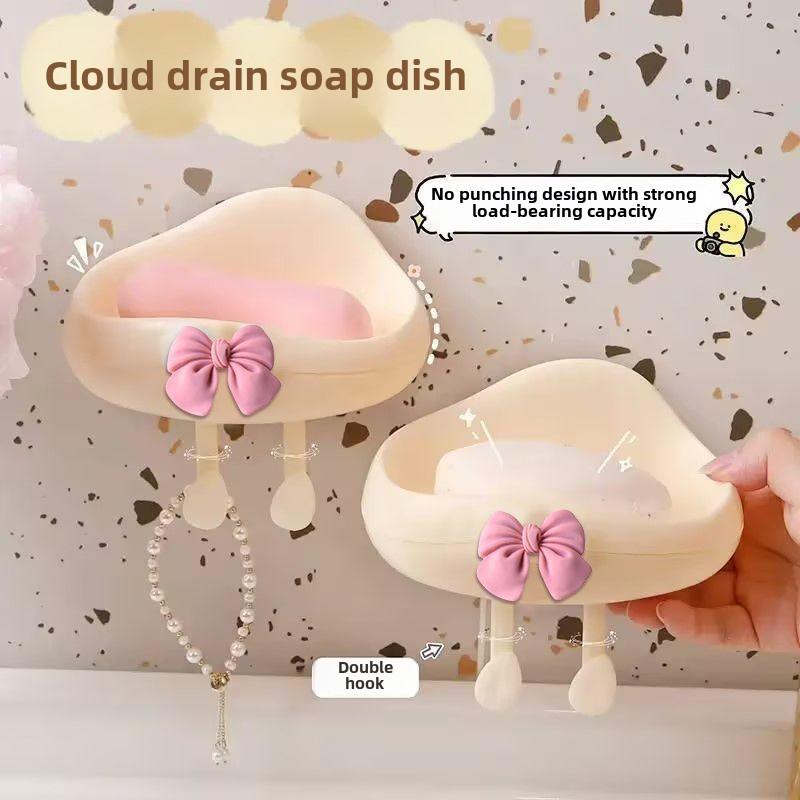 Милая силиконовая настенная мыльница в форме облака с дренажем для ванной и кухни