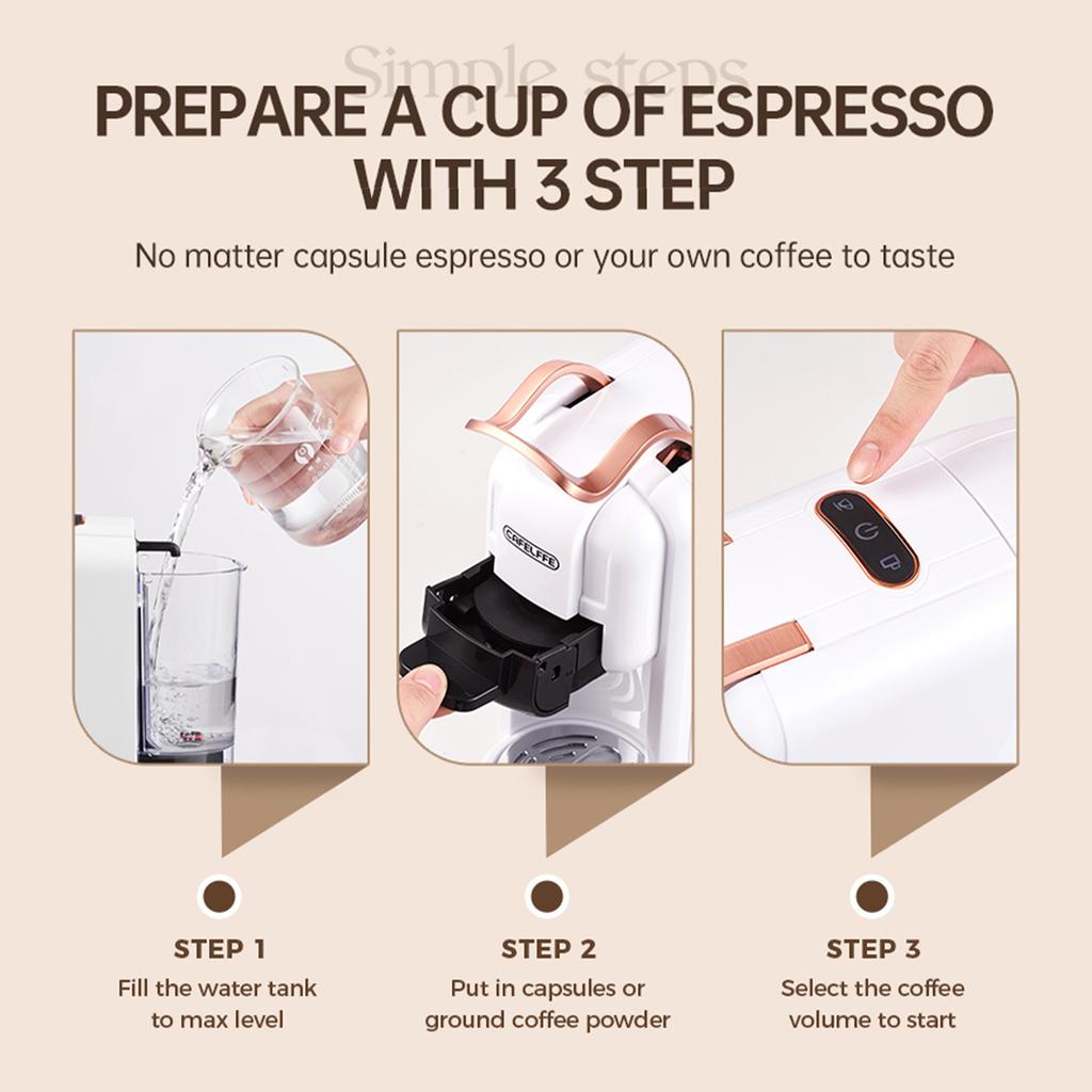 MK-603 4 In 1 Pod Coffee Maker 19Bar 92 Celsius Constant Temperature 20s Fast Cold and Hot Brew Pod Coffee