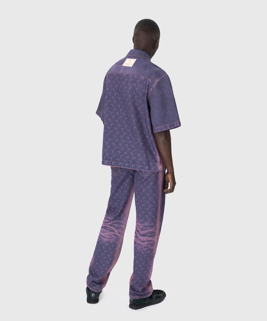 MARINE SERRE (M) Moon Laser Denim Workwear Shirt Lavender Moon Laser Denim Workwear Shirt Pu20 Lavender