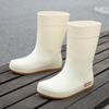 Women's Mid-tube Rain Boots Rubber Boots Warm Overshoes Waterproof Outdoor Non-slip Wear-resistant Fashion All-match Rain Boots