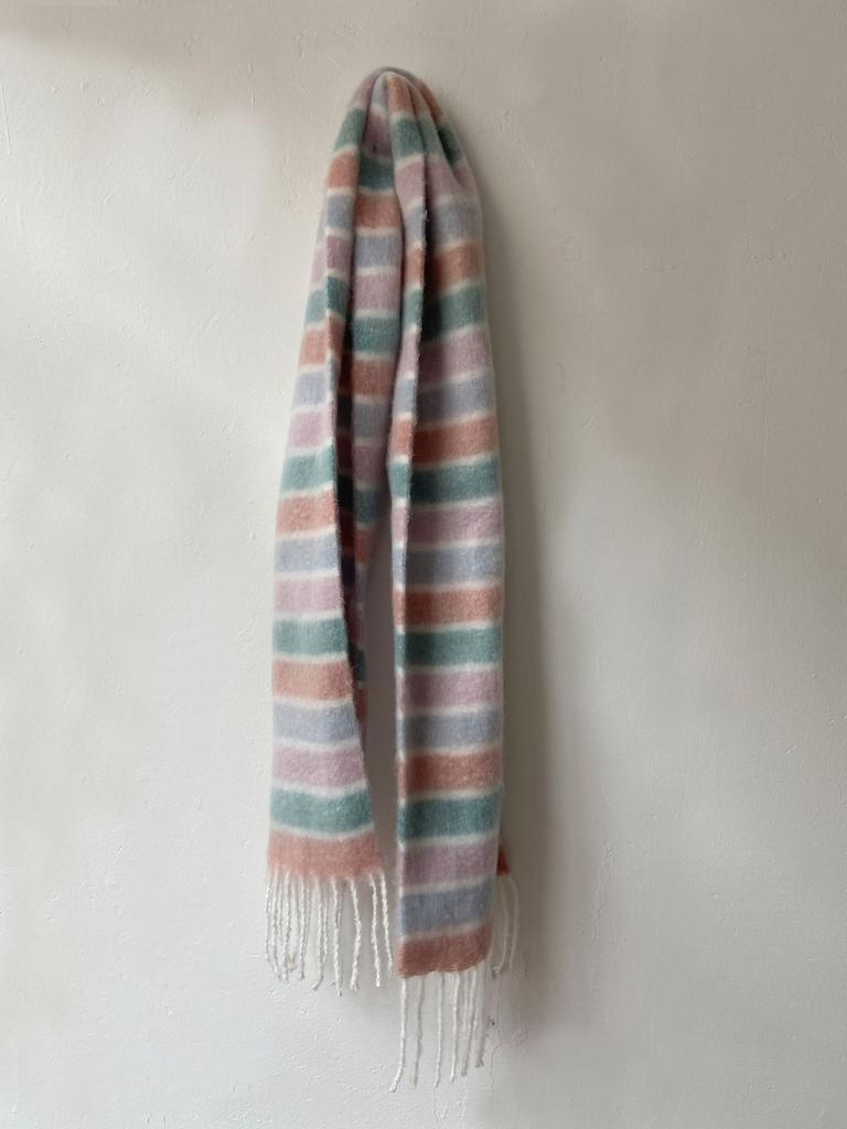 Dopamine Striped Plaid Imitation Cashmere Scarf Women's Winter with Warm Wool Scarf