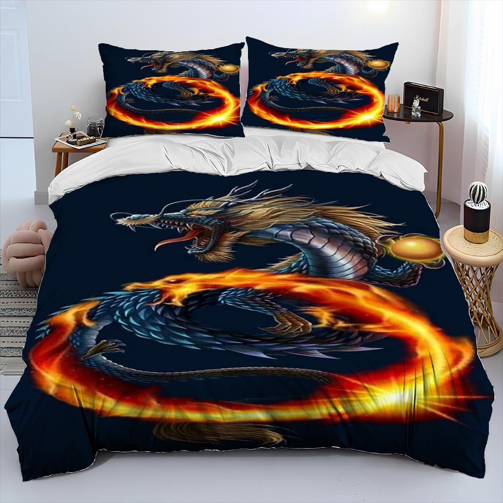 3pcs Chinese Loong Dragon 3D Printed Bedding Set Cozy Soft Duvet Cover King Queen Twin Size Birthday Gift Bedroom Decoration