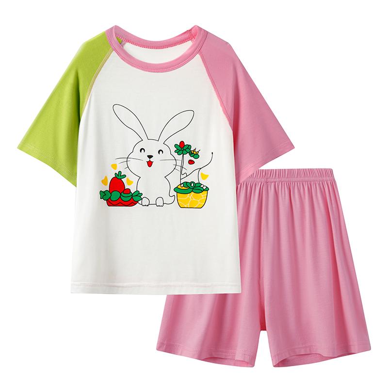Kids Clothes Set Summer Modal for Boys Girls Sleepwear Clothing Suits 2PCS Pajama Suit Children Home Wear T-shirt Shorts Cartoon