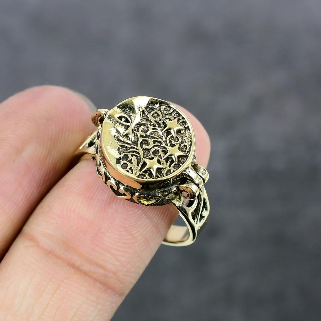 Звездный вид, латунное ювелирное изделие ручной работы, ядовитое кольцо, размер 9,5 B3J53
