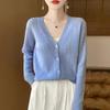 Niche V-neck Twist Knitted Cardigan Women's Short Jacket Long-sleeved Sweater Loose and Thin Top