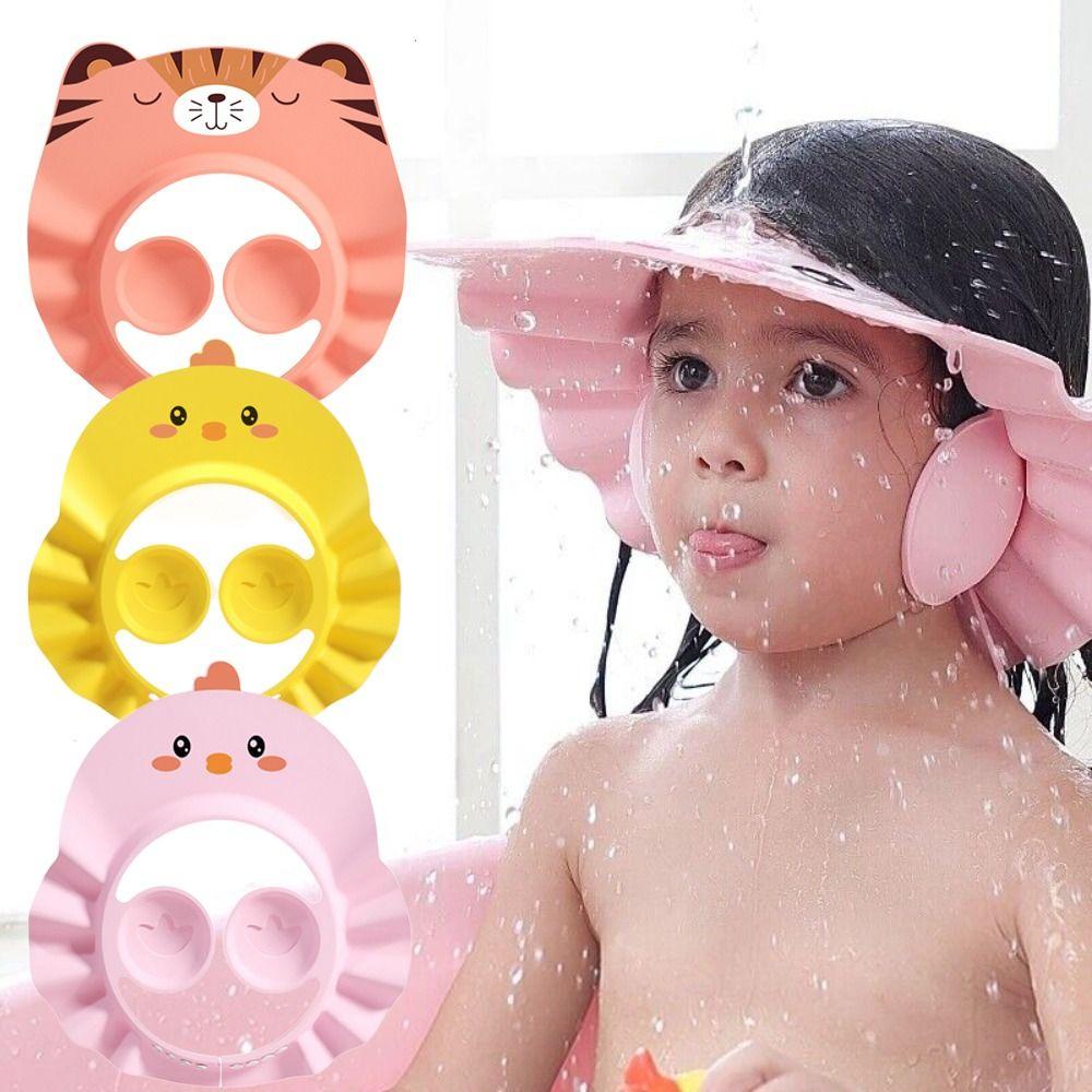 Регулируемая шапочка для мытья волос, водонепроницаемая, защита для ушей, детские шапочки для душа, для детей, малышей