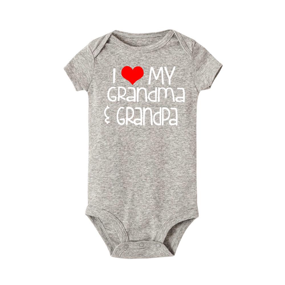 Baby Romper I Love My Grandma and Grandpa Print Bodysuit Infant Romper Short Sleeve