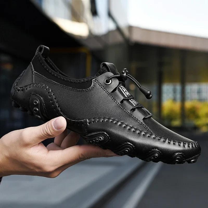 Модная мужская повседневная летняя обувь кроссовки мужские натуральная кожа новая уличная обувь мужские лоферы винтажный дизайнерский досуг большой размер 38-47