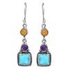 Bohemian Geometric Turquoise Earrings Ethnic Style Orange Purple Gemstone Handmade Earrings
