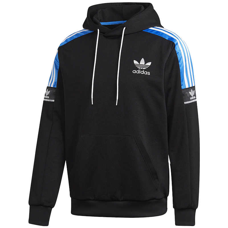 Adidas Originals American Vintage Three-Stripe Color Block Long Sleeve Hoodie Men Hoodies Black GJ0560