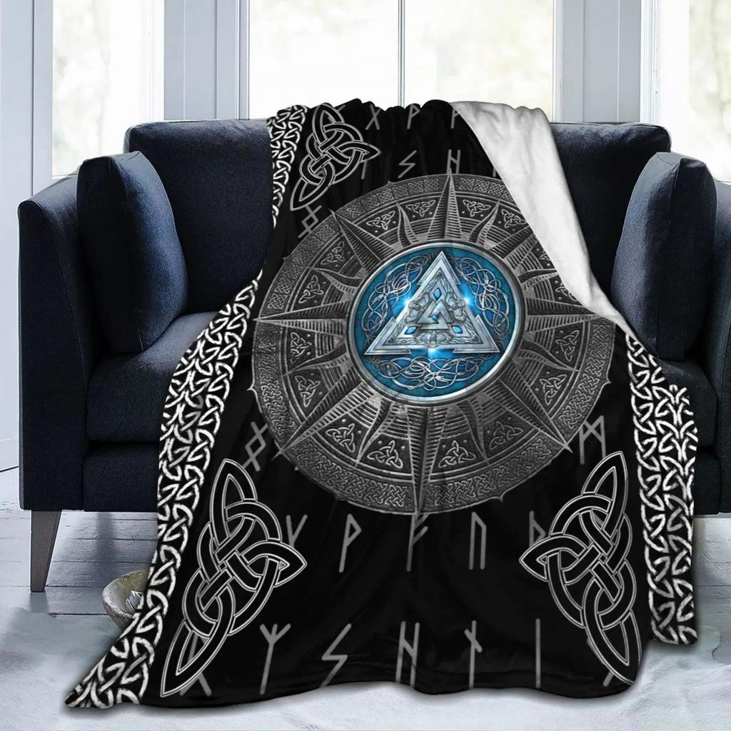 Norse Mythology Viking Blanket Odin Rune Nordic Decorative Flannel Blanket