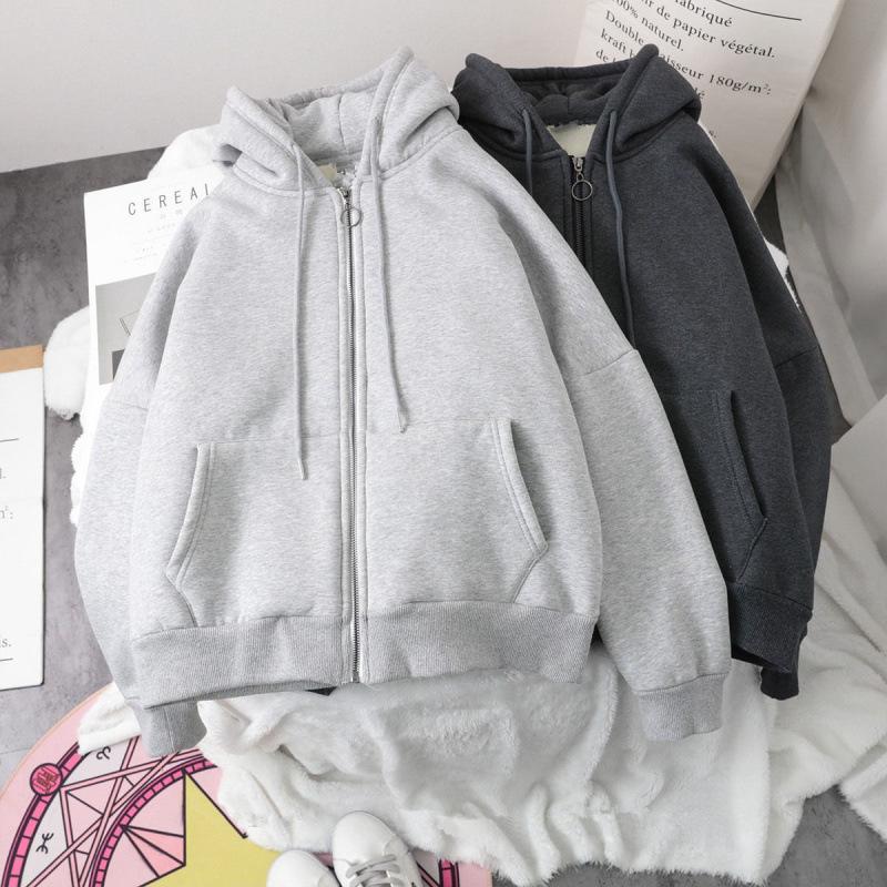 Женский кардиган с капюшоном на молнии - на флисовой подкладке, плотный, свободного кроя, универсальный дизайн для осени/зимы 2023