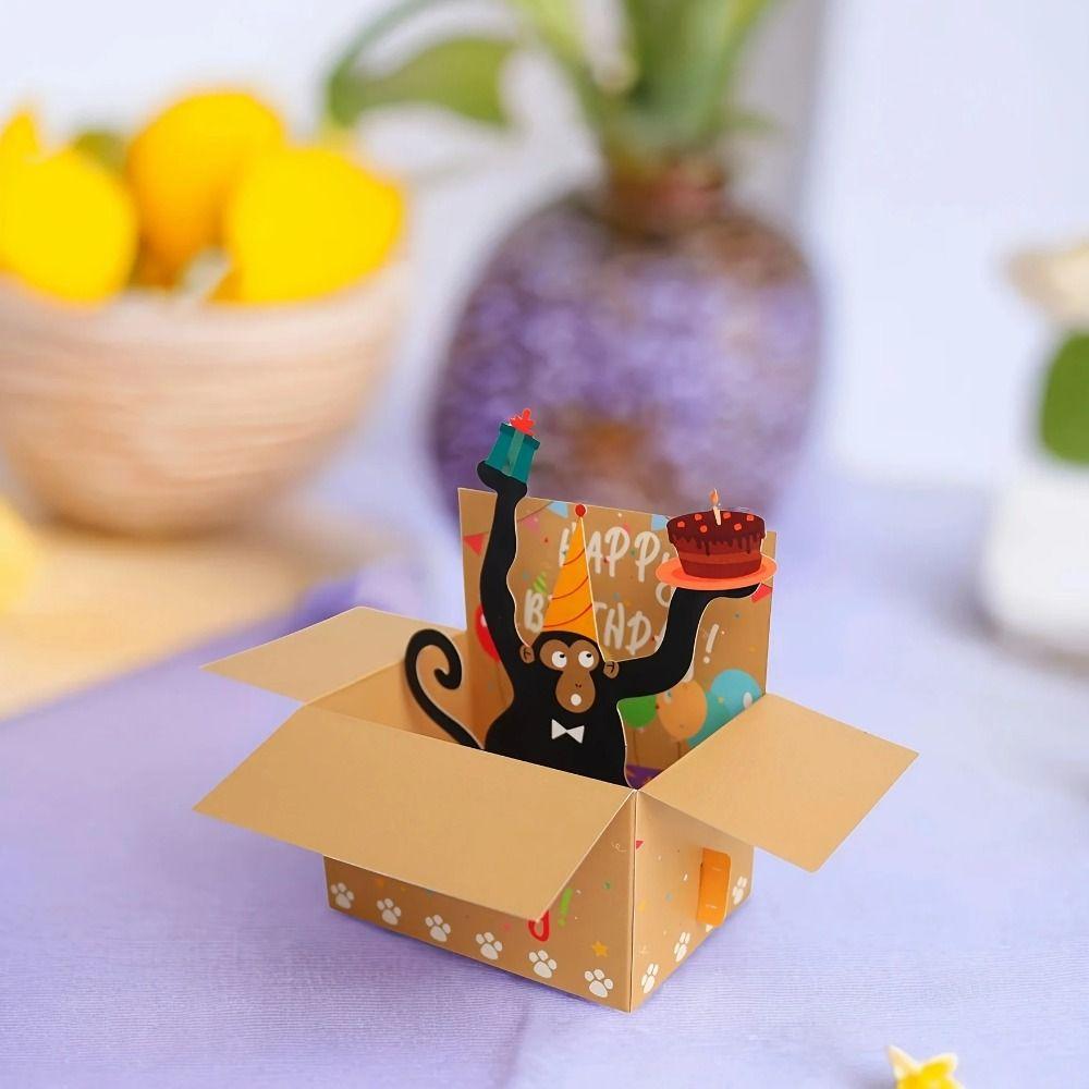 3D Character Design Pop-Up Card Heart Balloons Humorous Card Hilarious 3D Card Gift