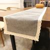Table Runners Lace Vintage Table Decoration Household Gray Khaki Color Natural Jute Linen Table Runner With Cotton Lace Border