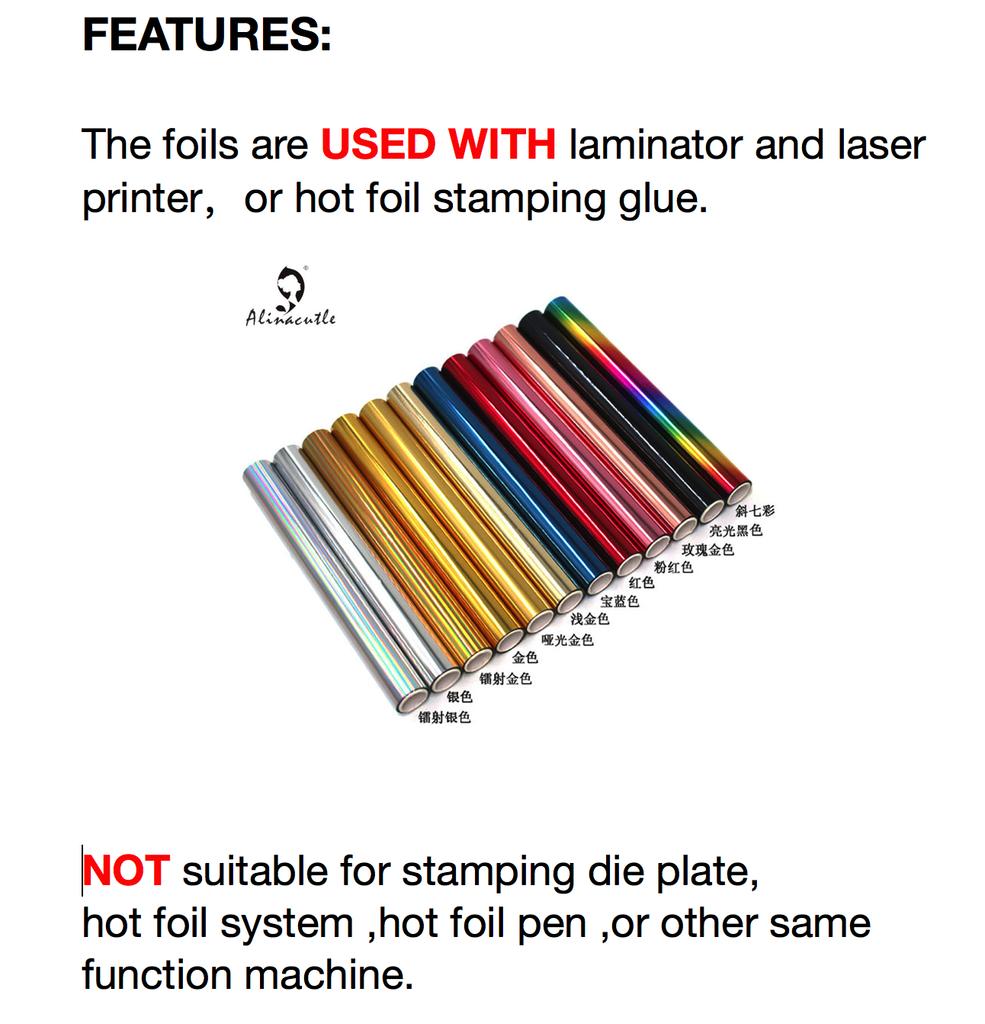 5M(длина)X19CM(Ширина) Фольгированная пленка с реактивным тонером, упаковка из ПВХ-трубки, можно использовать с ламинатором, бумажная голографическая переводная фольга