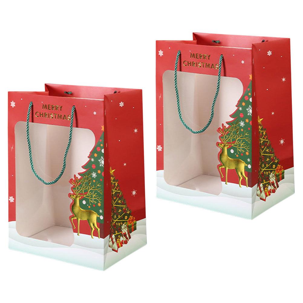 2 шт. Рождественские подарочные пакеты из бумаги с оленями, ручные мешочки для хранения конфет, контейнеры для подарков на вечеринку, праздничные рождественские подарочные пакеты