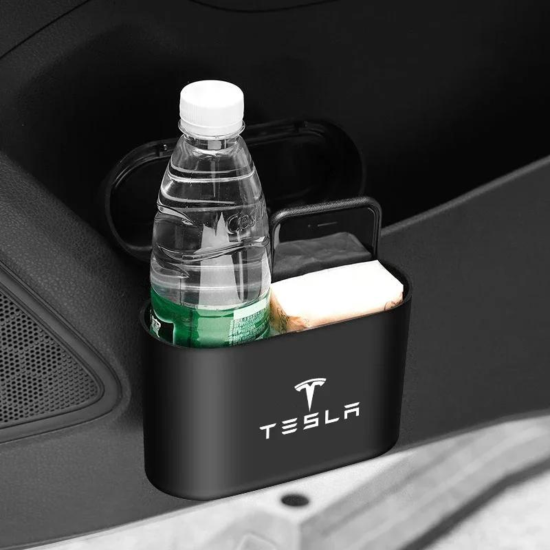 Car Sticker 2025 New Tesla Portable Car Door Trash Can Interior Storage Box Auto Accessories For Tesla Model 3 S X Y Cybertruck