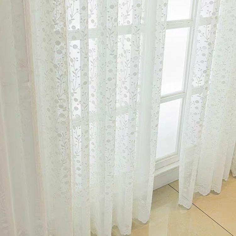 Легкая роскошная газовая занавеска для гостиной, балкона, спальни, оконный экран, вышивка, белая пряжа, современный стиль