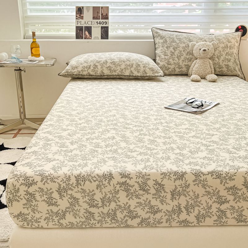 1pc 100% Cotton Fitted Sheet Elastic Bedsheet Breathable Bed Cover Home Bed Linen Sheets Drap De Lit (Pillowcase Need Order)