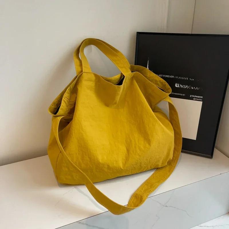 Solid Color Nylon Zipper Product Women's Tote Bag High Beauty Fashion Handbag Sweet Soft Versatile Popular Shoulder Bag