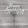 5Pcs Cake Topper Happy Anniversary Design Decorative Acrylic Dessert Pastry Cupcake Picks for Party