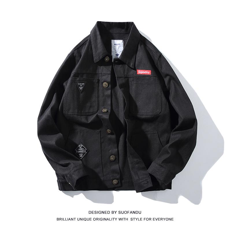 «Мужская зимняя джинсовая куртка с бархатной подкладкой — японская ретро-рабочая одежда, корейский стиль, размер плюс, повседневный плотный верх»