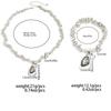 SHIXIN Elegant Sparkling Rhinestone Pendant Necklace Bracelet Jewelry Set for Women Minimalist Irregular CCB Bead Chain Choker