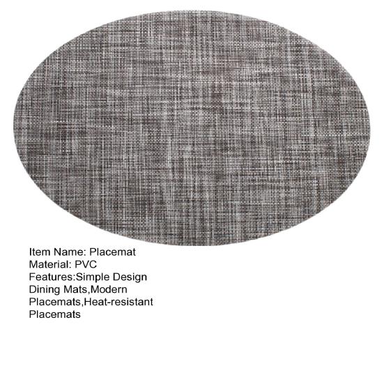 PVC Woven Table Mats Ellipse Solid Color Non-slip Waterproof Wear-resistant Heat-resistant Bowl Pads Drink Cup