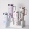 1000ML Large Capacity Water Bottle Various Styles Pink White Vacuum Cup Stainless Steel Juice Milk Tea Car Mugs Gifts
