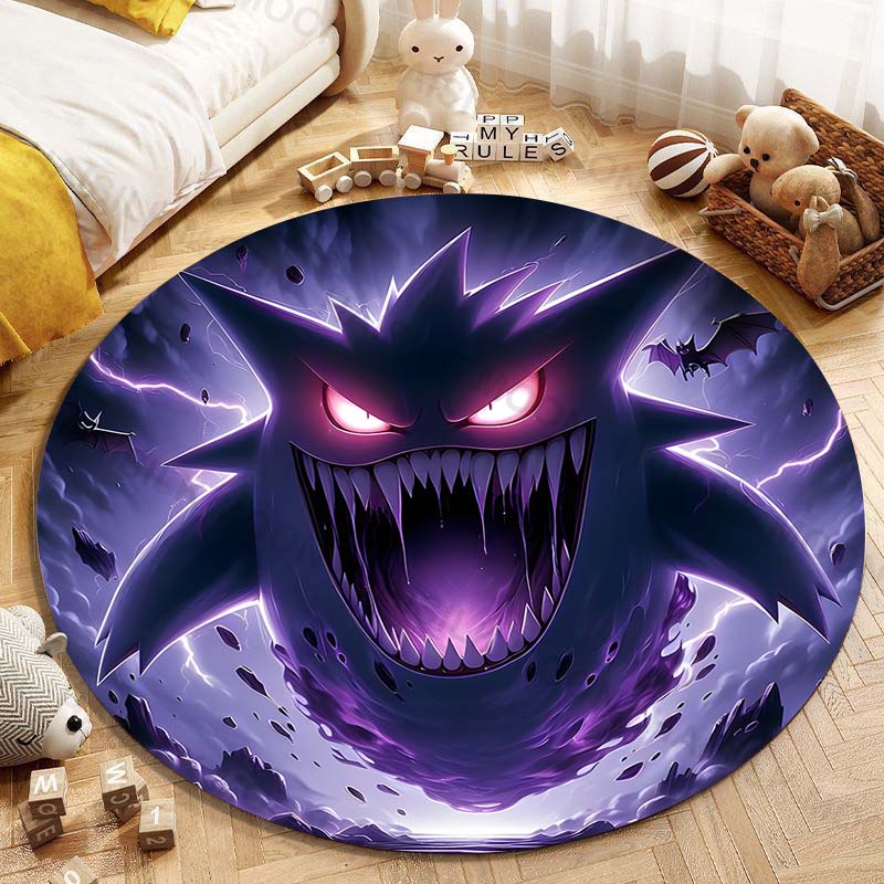5 Размеров Pokemon Gengar Печать Круглый Ковер Гостиная Спальня Стол и Стул Диван Декоративный Ковер Игровой Коврик Подарок