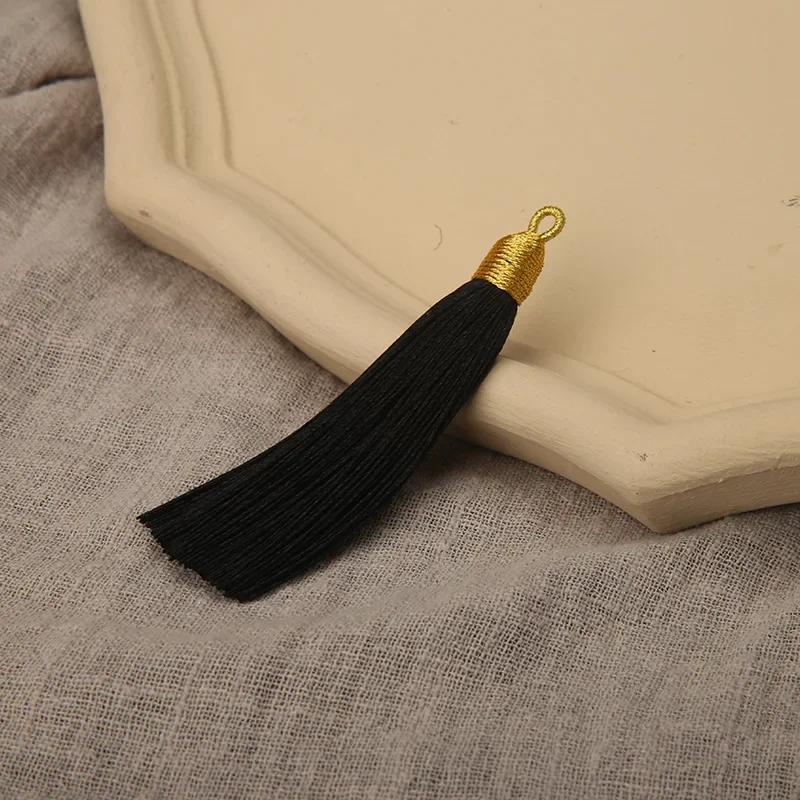 5pcs Beautiful Colorful Tassels 8cm Polyester Thread Tassels Gold Color Top Ornament Bookmark Folding Fan Accessories