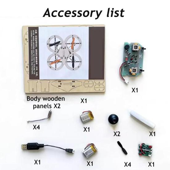 Деревянная модель-головоломка Дрон Ручная сборка Набор для сборки Пульт Управление Дроном для Детей Набор DIY Взрослые Мини RC