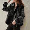Leather Jacket for Women's Fall Short Slim Windproof Jacket Warm Loose Versatile Black Jacket