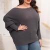 Women's Pullover Knitted Sweater Plus Size Women's Clothing Autumn Winter Batwing Sleeve Off-Shoulder Loose Sweater