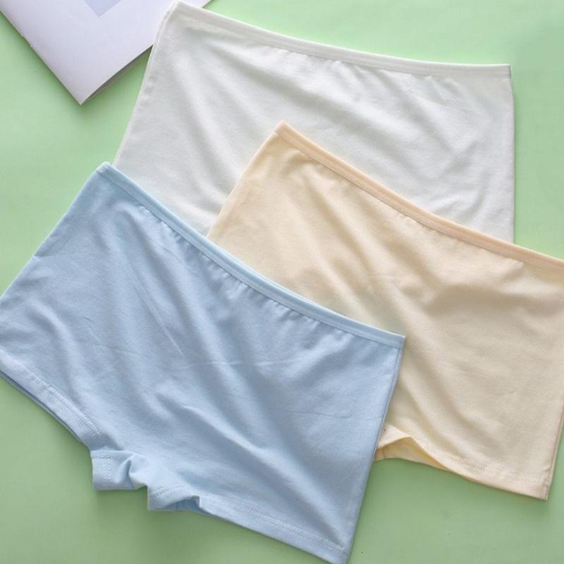 Нижнее белье для девочек, шорты-боксеры со средней посадкой, однотонные, шорты-боксеры для школьников 8-16 лет