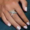 Big Fancy Cross Twine Ring for Women Micro Paved CZ Stone Luxury Wedding Bridal Ring Evening Party Simple Trendy Jewelry