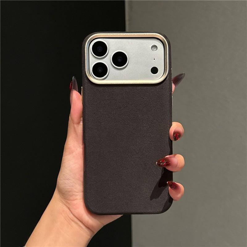 Роскошный кожаный чехол с магнитной застежкой для iPhone 17 13 14 15 16 Pro Max Air Premium Замша Металлическое кольцо для камеры Ударопрочный чехол