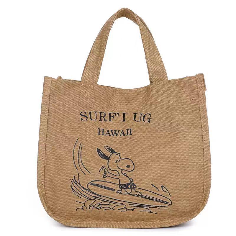 Женская модная холщовая сумка-тоут Snoopy - Большая вместимость, портативная ручная коллекция