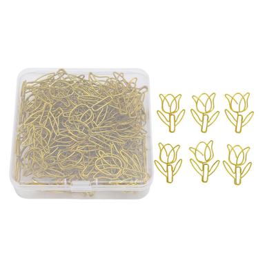80 шт. Скрепки для бумаги в форме цветка оптом, мини-цветные закладки-зажимы в прозрачной коробке, школьные принадлежности, золотой